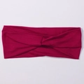 Elastic burgundy knotted sports headband for women made of soft knitted fabric - Wine Red (14)