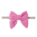 Dettaglio del fiocco in velluto a coste rosa e fascia elastica per neonati - Rosa Confetto (61)