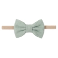 Bandeau bébé avec nœud en velours côtelé vert menthe et ruban nylon élastique - Vert Menthe (7)