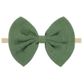 Army green linen bow nylon headband for baby girls with high elastic material - Army Green (39)