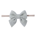 Infant nylon headband with grey felt bow accessory on soft elastic band - Gray