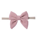 Dettaglio del fiocco in velluto a coste rosa su fascia per neonati in tessuto elastico - Rosa (15)