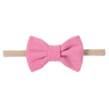Bandeau bébé avec double nœud en velours côtelé rose et bande élastique en nylon - Rose Rouge (61)