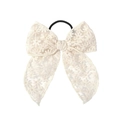 Eleganter cremefarbener Spitzen-Haargummi mit Gänseblümchen-Stickerei und Schleife - Beige Stil (2)