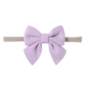 Soft purple bow baby headband with stretchable nylon strap for infants and toddlers - Light Purple