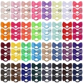Detailed array showing 32 colors of 1.7-inch double-layered grosgrain bow hair ties - Mixed 32 Colors Style