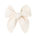 Elegant cream fabric plush bow hair clip with textured wool finish for women and kids - Beige (3)