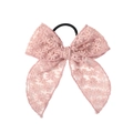 Detailansicht rosa Spitzen-Haargummi mit Blumenstickerei und elastischem Band - Rosa Stil (4)
