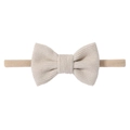 Bandeau bébé minimaliste avec nœud en velours côtelé crème et bande en nylon - Beige (9)
