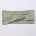 Sage green knotted athletic headband with soft knit fabric and minimalist cross design - Light Green (19)