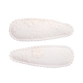 Floral embroidered cream BB hair clips with scalloped lace edges in a sweet pastoral style - Off White Scalloped Edge Embroidery (12)