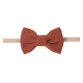 Bandeau bébé avec nœud en velours côtelé rouge rouille et ruban nylon souple - Rouge Rouille (76)