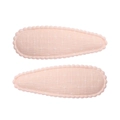 Set of two pink fabric floral snap hair clips with wavy scalloped edges and cotton texture - Pale Pink Scalloped Snap Clip (15)