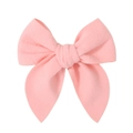 Close-up of light pink plush bow hair clip with soft textured fabric and elegant center knot - Light Pink (7)