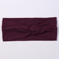 Elastic knitted burgundy twist headband with a cross knot design for sports and daily wear - Deep Red (29)