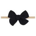 Simple handmade black fabric bow nylon headband for infants and cute baby girls - Black (4)