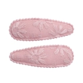 Set of two pink floral embroidered BB hair clips with daisy patterns and scalloped edges - Pink Embroidered Daisy Hair Clip (13)