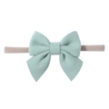 Soft mint green bow baby headband with highly elastic nude nylon strap for infants - Mint Green