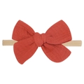Super soft nylon baby headband with a large brick red cotton bow for children - Brick Red (31)