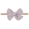 Dusty rose linen bow baby headband with highly elastic nylon band for infants - Lotus Pink (5)
