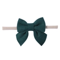 Soft dark green velvet bow headband for infants with high-elastic nylon band - Dark Green