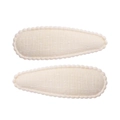 Floral embroidery BB hair clips in cream white with a delicate wavy lace edge - Off White Cross Star Embroidery (14)