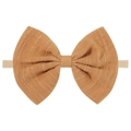 Caramel brown cotton bow baby headband with elastic nylon band for newborns - Caramel (2)