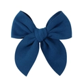 Detailed view of the dark blue plush velvet texture on this elegant bow hair clip - Dark Blue (11)