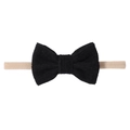 Bandeau bébé avec double nœud en velours côtelé noir et ruban en nylon élastique - Noir(24)