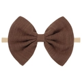 Fascia per neonati con fiocco in tessuto marrone ed elastico in nylon beige - Marrone (3)