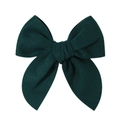 Detailed close-up of dark green velvet bow hair clip with rich texture and soft finish - Dark Green (21)