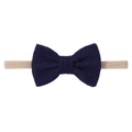 Bandeau bébé avec nœud en velours côtelé bleu foncé et nylon souple pour nourrisson - Bleu Marine (26)