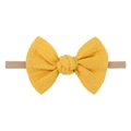 Texture détaillée du bandeau bébé jaune moutarde en coton et lin avec élastique doux en nylon - Jaune Moutarde (10)