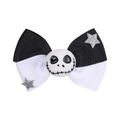Detail of Jack Skellington bow hair clip with white stars for Halloween party - Skeleton Jack Style (3)