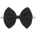 Fascia per capelli neonata in nylon con grande fiocco nero in tessuto operato - Nero (4)
