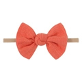 Morandi orange cotton butterfly bow headband with soft elastic nylon band for infants - Coral (15)