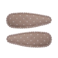 Set of 2 brown floral embroidered BB hair clips with scalloped edges for women - Tan Brown Cross Stitch Floral (17)