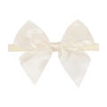 Fascia per capelli per neonati in raso avorio con fiocco minimalista e nylon elasticizzato - Bianco Sporco(1)
