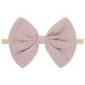 Infant nylon headband with large dusty pink textured cotton bow for baby girls - Dusty Rose (5)