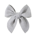 Close-up of light grey knitted bow hair clip with fine fabric texture on white background - Light Gray (13)