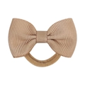 Cute light brown grosgrain ribbon bow hair tie for girls with elastic ponytail band - Light Brown (2)