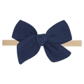 Diadema suave de nailon para bebé con lazo grande de algodón en color azul marino - Azul Marino (1)