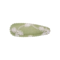 Cute green floral embroidered fabric BB hair clip for women with white flower pattern - Light Green Daisy Embroidery Style (53)