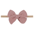Soft nylon baby headband with dusty rose fabric bow in a natural minimalist style - Dusty Rose (16)