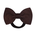 Dark brown grosgrain ribbon bow hair tie for girls with elastic ponytail holder - Coffee Brown (3)