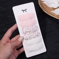 Set of six floral fabric BB hair clips with lace and embroidery on display card - Pink Lace Floral White Style (FJ2844-6E)