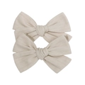 Set mit zwei cremeweißen Schleifen-Haarspangen aus strukturiertem Stoff für Mädchen - Beige Stil