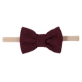 Bandeau bébé avec nœud en velours côtelé bordeaux et sangle en nylon élastique - Bordeaux (60)