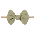 Soft nylon baby headband with large sage green velvet bow in premium ribbed texture - Sage Green (38)