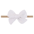 Minimalist white fabric bow headband for babies with high elasticity nylon band - White (18)